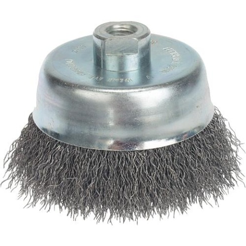 Brosse boisseau Lessmann fil dacier ondulé 0,35 mm 80 mm x M 14 x 2,0 424177 NEUF