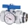 Ball valve DN25 (1 inch) with screw connection,thermometer and wing handle blue NEW