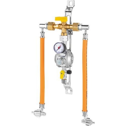 GOK Sistema a 2 cilindri con dispositivo di commutazione manuale, PS 16 bar, 1,5 kg/h 50 mbar, KF x RVS 10