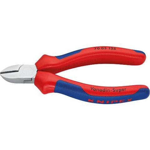 KNIPEX Seitenschneider verchromt mit zweifarbigen Mehrkomponenten Griffhüllen Länge 125mm mit Facette 70 05 125 NEU