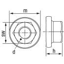 Tuercas hexagonales con dientes de trinquete M 6,...