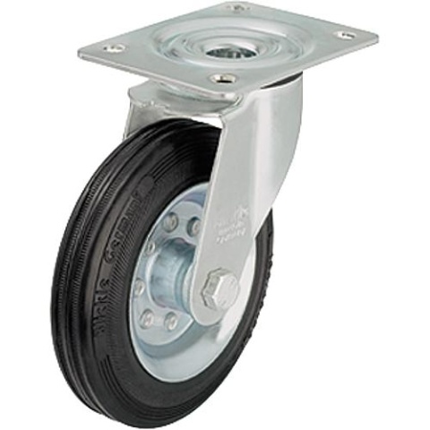 Rueda giratoria de goma maciza Blickle con llanta de chapa de acero, LE-VE 160R, carga máx. 135 kg, Ø de rueda 160 mm, tamaño de placa 140x110 mm LE-VE 160R NUEVO