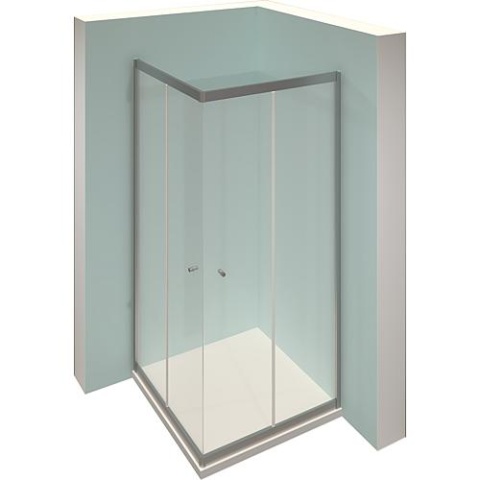 Cabine de douche accès dangle Hüppe Alpha 2 2x porte coulissante +2x élément fixe, 765-790mm/865-890mm NOUVEAU