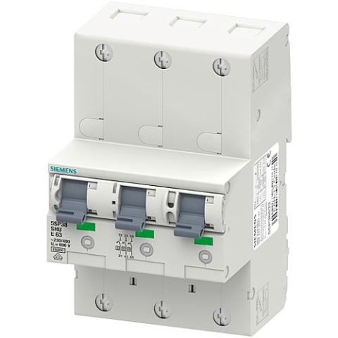 Siemens main circuit breaker(SHU) 3x1-pole, E40, 400V 5SP3840-3 NEW