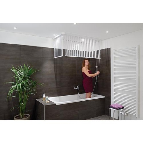 Evenes Design Corner Ensemble de stores de douche EMAGA Store de douche blanc, 100% Vinyle 1320x560 mm Nouveau