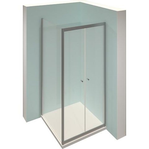 Cabine de douche dangle Hüppe Alpha 2 2x porte battante + 1x paroi latérale 875-920mm/775-800mm Nouveau