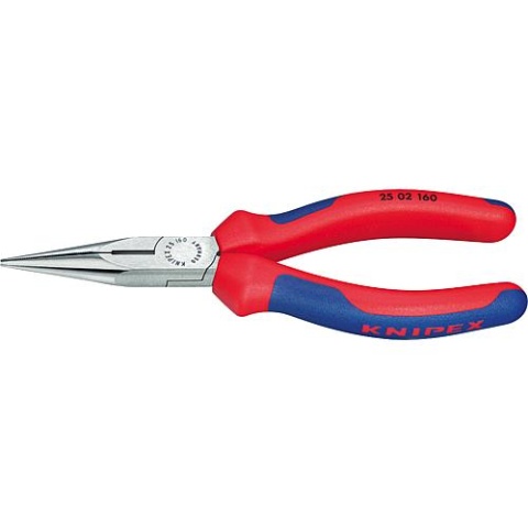 KNIPEX Flat Nose Pliers with cutting edge polished with two-colour multi-component handles straight jaws length 140mm 25 02 140 NEW