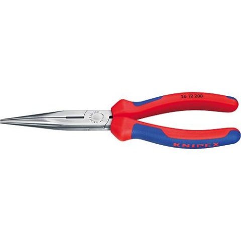 KNIPEX Flachrundzange mit Schneide poliert mit zweifarbigen Mehrkomponenten Griffhüllen gerade Backen Länge 200mm 26 12 200 NEU