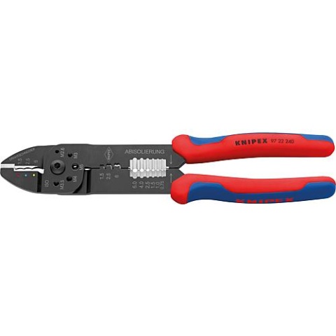 Szczypce do zaciskania KNIPEX lakierowane na czarno, 240 mm, do izolowanych końcówek kablowych + złączy 0,75-6,00 mm² 97 22 240 NOWOŚĆ