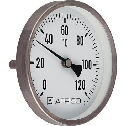 AFRISO Stainless steel thermometer, 0 - 120°C, 1/2"", 63 mm, protection tube 100 mm 66148312MS NEW