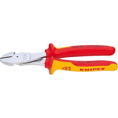 KNIPEX Power Side Cutter cromato isolato VDE con manici multicomponente bicolore 250 mm 74 06 250 NUOVO