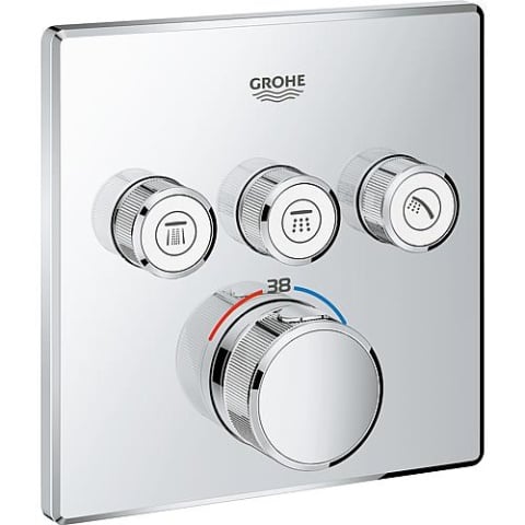 GROHE UP termostato Grohtherm SmartControl cromo con 3 valvole di intercettazione 29126000 NUOVO