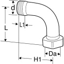 HEIMEIER elleboogkoppeling DN20(3/4") x M34x1.5 Heimeier 50 702-120 NIEUW