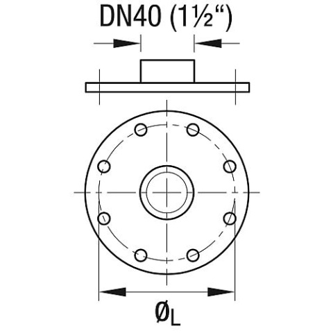 Flange plate with gasket stainless steel 290mm socket DN 40 (1 1/2 inch) New