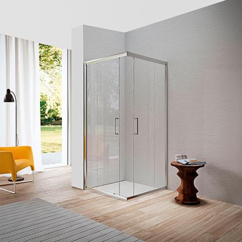 Evenes hoekdouchewand Elion 2.0 865-890x965-990mm, hoogte 1950mm 6mm glas, aluminium profielen gl NIEUW