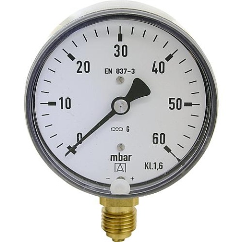 AFRISO Capsule manometer, roestvrij staal, KP 63.1 DN8 1/4 "radiaal 0-25mbar 35016301 NIEUW