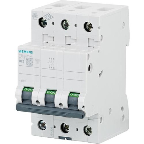 Siemens Disjoncteur de protection de circuit Siemens, 6KA, 3 pôles, B25A, 5SL6325-6 5SL6325-6 NOUVEAU