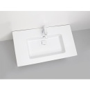 Mueble de lavabo Evenes + lavabo de cerámica serie ELA cuerpo blanco smt - frontal roble chapado claro, 910x420x Nuevo