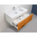 Monoblocco Evenes + lavabo in ceramica serie ELA corpo bianco smt - frontale impiallacciato rovere scuro, 910x42 Nuovo