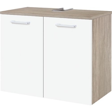 Mueble de baño Evenes ESTRA acabado alerce y blanco espejo 2 puertas 700x572x370mm Nuevo