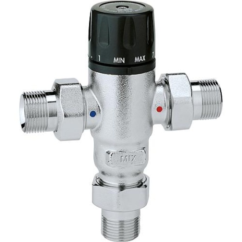 Thermostatic mixing valve type 521, 3/4 adjustment range 30°C-65°C chrome-plated with non-return valve 521503 NEW