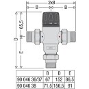 Thermostatic mixing valve type 521, 3/4 adjustment range 30°C-65°C chrome-plated with non-return valve 521503 NEW