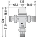 Thermostatic mixing valve 5213 adjustable, chrome-plated, 3/4" Adjustment range: 30°C to 50°C 521303 NEW