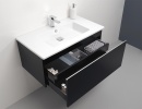 Mueble de baño Evenes + lavabo de cerámica serie ELA cuerpo negro smt - frente negro smt, 910x420x510mm Nuevo