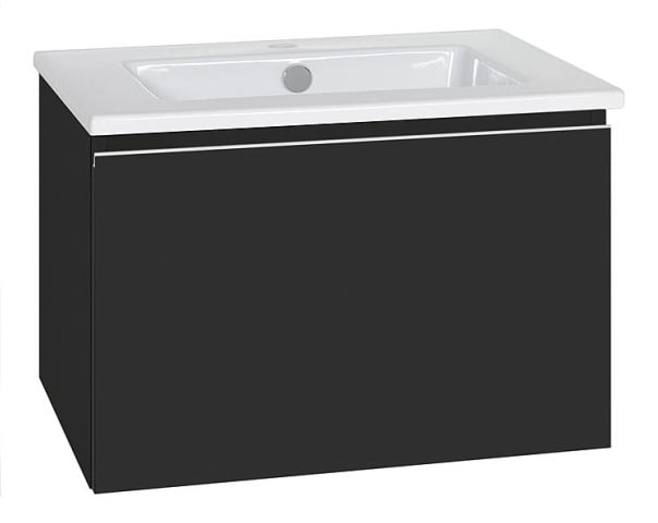 Evenes meuble sous-vasque + lavabo en céramique série ELA corps noir smt - façade noire smt 610x420x510mm Nouveau