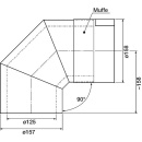 Helios codo 90° IP-B 125/90 con toma DN 125 9398 NUEVO