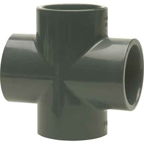 PVC-U - Adhesive socket cross piece, 63 mm, adhesive socket on all sides 621.30.01.63 NEW