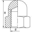 Tuercas de sombrerete acero inoxidable A4 DIN 1587, M8 PU=200 unidades 158748 NUEVO