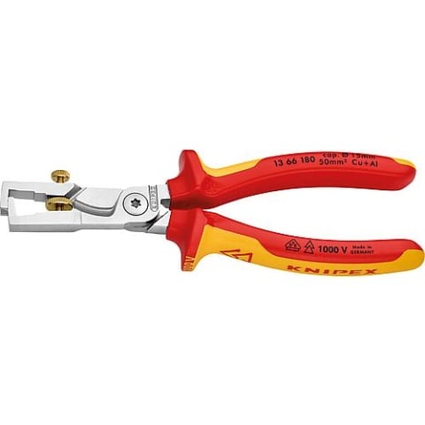 KNIPEX Kabelschere KNIPEX mit Abisolierzange VDE geprüft Länge: 180mm 13 66 180 NEU