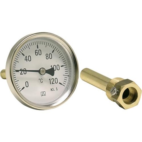 AFRISO Thermomètre industriel bimétallique G 1/2 axial, cl. 1, 0/120°C BiTh 63 65146211 NOUVEAU