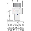 Thermostatisch mengventiel 520 verstelbaar, verchroomd, 3/4"" Instelbereik: 40°C tot 60°C 520540 NIEUW