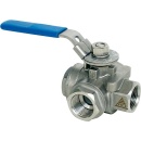 3-way socket ball valve made of stainless steel material...