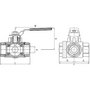 3-way socket ball valve made of stainless steel material...