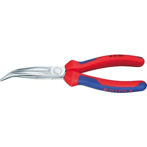 KNIPEX Pinze a becchi tondi piatti con tagliente cromato con manici multicomponente bicolore Ganasce angolate a 40° 200 mm 26 25 200 NUOVO