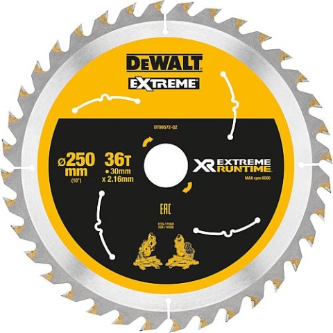 Piła tarczowa DeWalt, DT99572 XR Extreme Runtime 36Z 250/30mm DT99572-QZ NOWOŚĆ