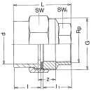 PVC-U - Adhesive fitting Pipe fitting PVC-U/V2A, 50 mm x...