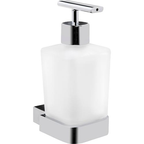 Distributeur de savon liquide Evenes Eivor verre satiné, zinc chrome, montage inclus NOUVEAU