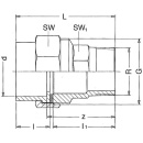 PVC-U - Adhesive fitting Pipe fitting PVC-U/V2A, 32 mm x 1"", AG 621.54.07.32.1 NEW