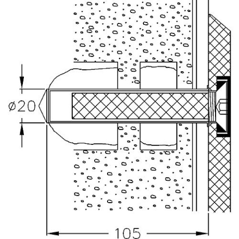 NORMBAU fixing set for walls made of perforated brick or solid building material suitable for series Cavere 7470 040 NEW