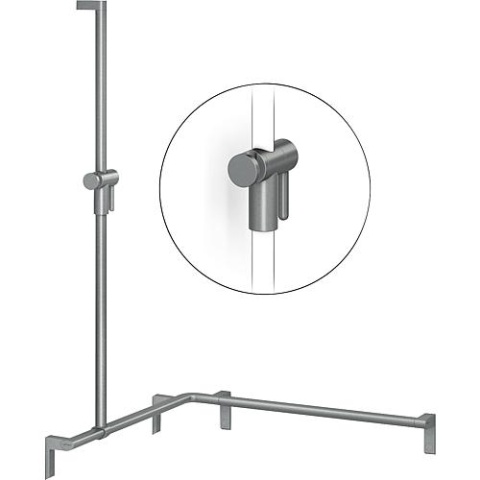 NORMBAU Main courante de douche série Cavere en alu, anthracite métallisé 95, gauche, 450x750mm, fixation incluse 7484 045 95 NEUF