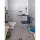 NORMBAU Main courante de douche série Cavere en alu, anthracite métallisé 95, gauche, 450x750mm, fixation incluse 7484 045 95 NEUF