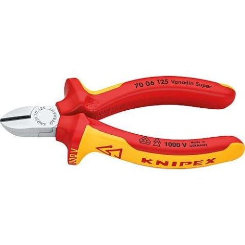 KNIPEX Taglierine laterali cromate isolate VDE con manici multicomponente bicolore lunghezza 140 mm con smusso 70 06 140 NUOVO