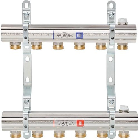 Collecteur du circuit de chauffage Evenes type M1.2, DN25(1) laiton, 2 circuits de chauffage Nouveau