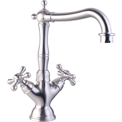 Evenes 2-handle sink mixer inox Country Matt stainless steel, swivel. Outlet projection 173 mm New