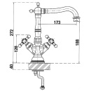 Evenes 2-handle sink mixer inox Country Matt stainless steel, swivel. Outlet projection 173 mm New