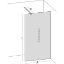 Evenes Walk-In Elja shower enclosure with wall pr.+rodist. round, 1580x2000x8mm ESG mirror lic New